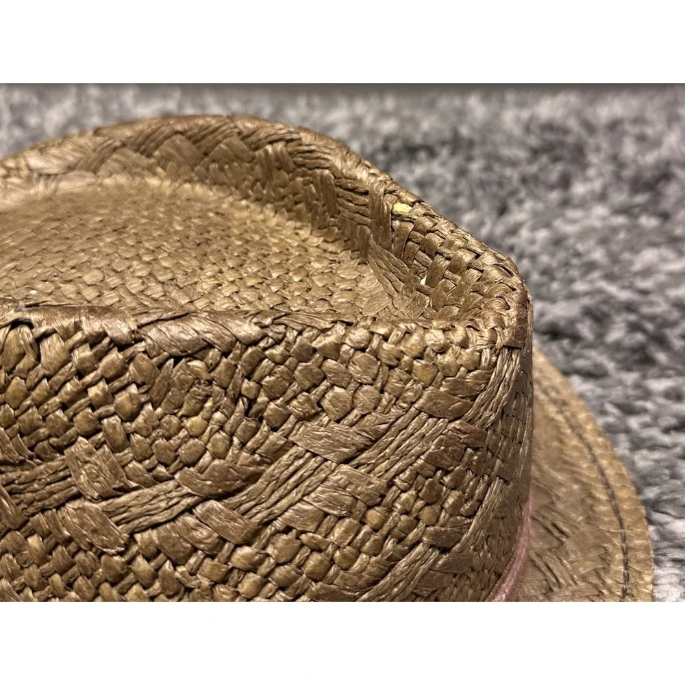 Tommy Bahama Fedora Hat Small Medium Brown Toyo Straw Woven Sun Beach Resort
